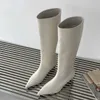 Stivali morbidi in pelle puntata con punta ginocchiera stivali alti tacchi bassi sexy stivali moderni nuove donne invernali botas mujer 221123