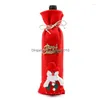 Juldekorationer Juldekorationer 2022 Dekor Santa Claus Rudolf Snowman Polar Bear Bottle Cloths Wine Bag er For Home XMA DH8O5