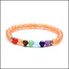 Beaded 10Pc Set 7 Chakra Healing Nce 6Mm Beads Bracelet Yoga Life Energy Charm Natural Stone Jewelry Drop Delivery Bracelets Dhgar302U