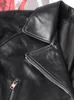 女性の革のフェイクラウタロ秋短い黒い大量レースパッチワークバイカージャケット長袖ルーズレディス服ファッショナブルなアウター221124