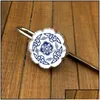 Marque-page Accessoires de bureau Accessoires de bureau Fournitures scolaires Business Industriel Creative Vintage Pendentif en métal Clip chinois Bleu et W Dhv1R