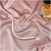 Colares de pingentes de pingente de colares de gargantilha de p￩rolas para mulheres 2021 colar geom￩trico vintage pingentes de colarinho de ouro femme jewelr dhdp9