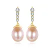 Korean fashion freshwater pearl s925 silver exquisite dangle earrings women jewelry sweet temperament lady plated 18k gold earrings accessories gift