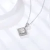 중앙 Moissanite Square Princess Cut Moissanites Stone S925 Silver Necklace Chain이있는 스털링 펜던트