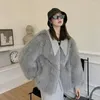 Femmes de Fourrure De Mode De Luxe Faux Patchwork Vison Recadrée Veste À Fourrure Femmes Coréenne En Cuir PU Pardessus D'hiver Fuzzy Manteau Manteau