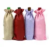 Jute Wine Bottle Caps Champagne Wine Blind Sacos de Presente Mesa de Jantar de Casamento de Natal Decorate Tool 16x36cm