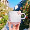 Starbucks cherry blossom pearl-shaped mug 340ml pink and white gold three-dimensional sakura Japanese ceramic coffee cup QLXZ