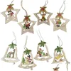 Dekoracje świąteczne Dekoracje świąteczne 4PCS/setstar drukowane drewniane wisiorki ozdoby ozdobne drzewo ozdoby DIY drewniane rzemiosła dzieci g dhuyi