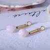 Boucles D'oreilles Tendance Européenne Et Américaine Bijoux En Gros De Mode Conception Simple Sens Longue Pierre Rose Incrustée Pour Les Femmes