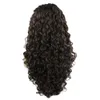 26 "wyjątkowo długa brązowa peruka, przyjazny na ciepło koronkowe przednie syntetyczne włosy kręcone perukę