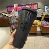 Muggar 24oz personliga Starbucks muggar med iriserande bling regnbåge enhörning med kall cold cup tumbler kaffe mugg med halm återanvändbar klar l3nf