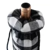 Sacs de bouteille ￠ vin ￠ carreaux de No￫l cordon rouges bouteilles de vin ￠ plaid gris rouge couvert d'anniversaire sac-cadeau d￩coration festive