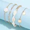 Anklets Summer Beach Bohemia Vintage Link Łańcuch monety Tassel Anklet Women Multilayer Ocean White Shell for Jewelry S788