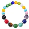 Beaded 7 Chakra Bracelet Cat Eye Round Bead Stone 8Mm Crystal Healing Aura Ladies Jewelry Drop Delivery Bracelets Dhu6B