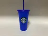 Starbucks 16oz/473ml 24oz plast tumlare återanvändbar klar dricka platt botten kopp pelare form lock halm mugg bardian 50 st 59 gm