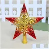 Décorations de Noël Décorations de Noël en plastique Grande fête de vacances Arbre de Noël Top Star Ornement Pentagramme léger Hollowout Dhnrg