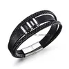 Kette handgefertigte geschichtete geflochtene Lederarmbänder für Männer Gliederkette Strang Mode Magnetverschluss schwarze Kordel Vintage Armband Seil Dhinn