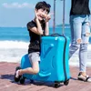 Children Rolling Luggage Spinner Wheels Suitcase Kids Cabin Trolley Travel Bag Child Cute Baby Carry On Trunk Can Sit Ride J220707