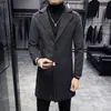 Men's Trench Coats Men Winter Long Jackets Slim Fit Casual Wool Blends Business Thicker Warm Size S-5XL