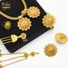 Wedding Jewelry Sets ANIID Dubai Ethiopian Flower Shape Plated 6pcs For Women Nigerian Luxury Necklace Jewellery Set Party Gifts 221123