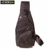 Waist Bags Men Original Crazy horse Leather Casual Triangle Crossbody Chest Sling Design Travel One Shoulder Daypack Male 8015 221124