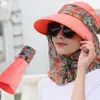 Breda randen hattar anti-uv blommig sommarstrand sol visir dam fällbar hatt kepsflickor chapeu paille femme sunhat för kvinnor