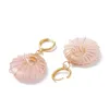 Boucles d'oreilles pendantes Kissitty 5 paires beignet rose naturel Quartz Rose cerceau pour les femmes fil enroulé pierre goutte bijoux résultats