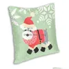 Cushion/Decorative Pillow Cushion/Decorative Pillow Luxury Miniature Schnauzer Christmas Santa Claus Sofa Cushion Er Soft Cute Pup D Dhyz9