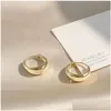 Stud Sier Circle Arc Stud Earrings Trendy Retro Simple Sexy Exquisite Couple Valentines Day Gift Drop Delivery Jewelry Dhp78