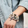 Perlen 4-teiliges Set Mtilayer Perlenarmband Männer und Frauen Naturstein umwickelt Boho Mticolor elastische Perlen stapelbare Quaste Char Dhym2