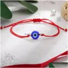 Charm Armbänder Türkische Böse Blue Eye Armbänder für Frauen Handgemachte geflochtene Seil Glücksschmuck Rotes Armband Weibliche Drop Lieferung Dhkqi