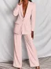 Kadın İki Parça Pantolon Kadın Yaz Zarif Pantolon Takım Elbise Ofis Bayanlar Casual İş Adet Blazer Set Femme Moda Resmi Vintage Kıyafetler 221123