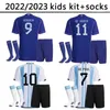 2022 argentina Soccer Jersey kids kit meias DI MARIA Seleção principal Camisas de futebol 22 DYBALA LO CELSO MARADONA Masculino Correa L.MARTINEZ Especial azul infantil tailândia