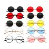 Lunettes de soleil Vintage rondes pour hommes femmes Steampunk métal cadre coloré lentille cercle lunettes Protection UV lunettes