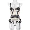 Lingerie Sexy Perizoma Mutandine Intimo femminile Set Patchwork Pizzo Reggiseno trasparente in 3 pezzi Costumi erotici Abiti nudi