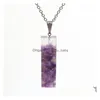 Pendant Necklaces 7 Chakra Augen Pendant Amethyst Pendants Crystal Gravel Square Womens Fashion Necklace Drop Delivery Jewelry Neckla Dhofk