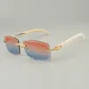 Buffs sunglass 8100915 with natural white horn legs and engraved colors and clear lens 56mm