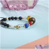 Charm Bracelets Handmade Adjustable Bracelet Universe Galaxy The Eight Planets Solar System Guardian Star Natural Stone Beads Bangle Dh3Fl