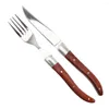 Dinnerware Sets Jaswehome 1/2pcs Western Cutlery High Carbon Steel Red Pakkawood Handle Upscale Dinner Knife Fork Sliver Flatware