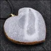 Pendant Necklaces Natural Agate Crystal Tooth Original Stone Peach Heart Star Moon Pendant Necklace Irregar Ore Top Drilled Dhgarden Dhyic