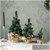 Décorations de Noël Décorations de Noël 30cm Mini Arbre Toile de jute Simation Fenêtre de bureau Affichage Cadeaux de vacances et livraison à la maison Dhmqd