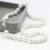 Łańcuchy hurtowe klasyczne białą sztuczną skorupę naśladowanie Perl Naszyjnik biżuteria 8/10/12 mm okrągłe szklane koraliki łańcuch liny 18 -calowy y929
