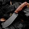 Üst kaliteli H1122 JG5 Hayatta Kalma Düz Bıçak 1095 Yüksek Karbon Çelik Siyah Taş Yıkama Bıçağı Tam Tang Micarta Saplı Sabit Bıçak Bıçağı Deri Sheather