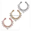 Naso Anelli Studs New Crystal Clicker Falso Setto Per Le Donne Clip Hoop Naso Anello Faux Piercing Oro Sier Placcato Uomo Ragazza Regalo Corpo J Dhgnq