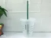 Starbucks 16oz Tumblers canecas de pl￡stico bebendo suco com l￡bio e palha de caneca de caf￩ m￡gica custa transparente x￭cara gr￡tis 50dhl 4th3