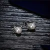 Dange kroonluchter 925 Sterling Sier Stud -oorbellen rond Motherofarl Elegant Koreanstyle Nanyang Bead Pearl Drop Delivery Dhgarden Dh9y8