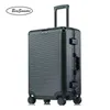 Beasumore New Weave Pattern Rolling Luggage Spinner Aluminum Frame Trolley Women Men Inch Cabin Suitcase Wheels J220707