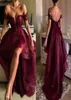 Sexy 2017 Burgundy Lace And Organza High Low Prom Dresses Cheap Off The Shoulder Backless Formal Party Gowns Custom Made China EN21283408