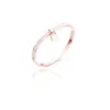 Bangle Titanium Steel Lock Cz Clastal Cuff Barcelets Classic Rose Gold Wedding Jewelry for Women Pulsera B18124
