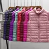 Womens Down Parkas Ultra Thin Jacke Lätt varm midja Kvinnlig ärmlös beskuren puffer Vest foder kvinna Winter Coat Spring 221124